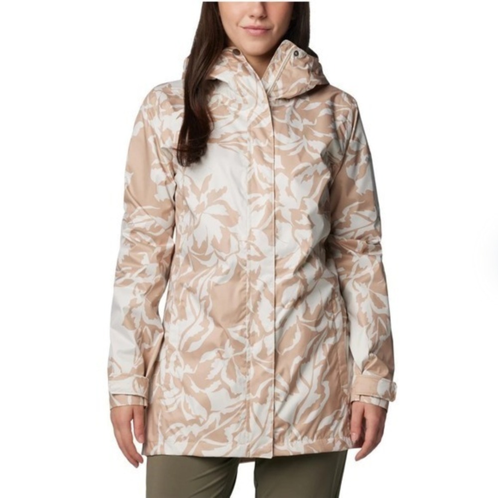 NWT Columbia Women's Splash A Little III Printed Rain Jacket Peach White 3X